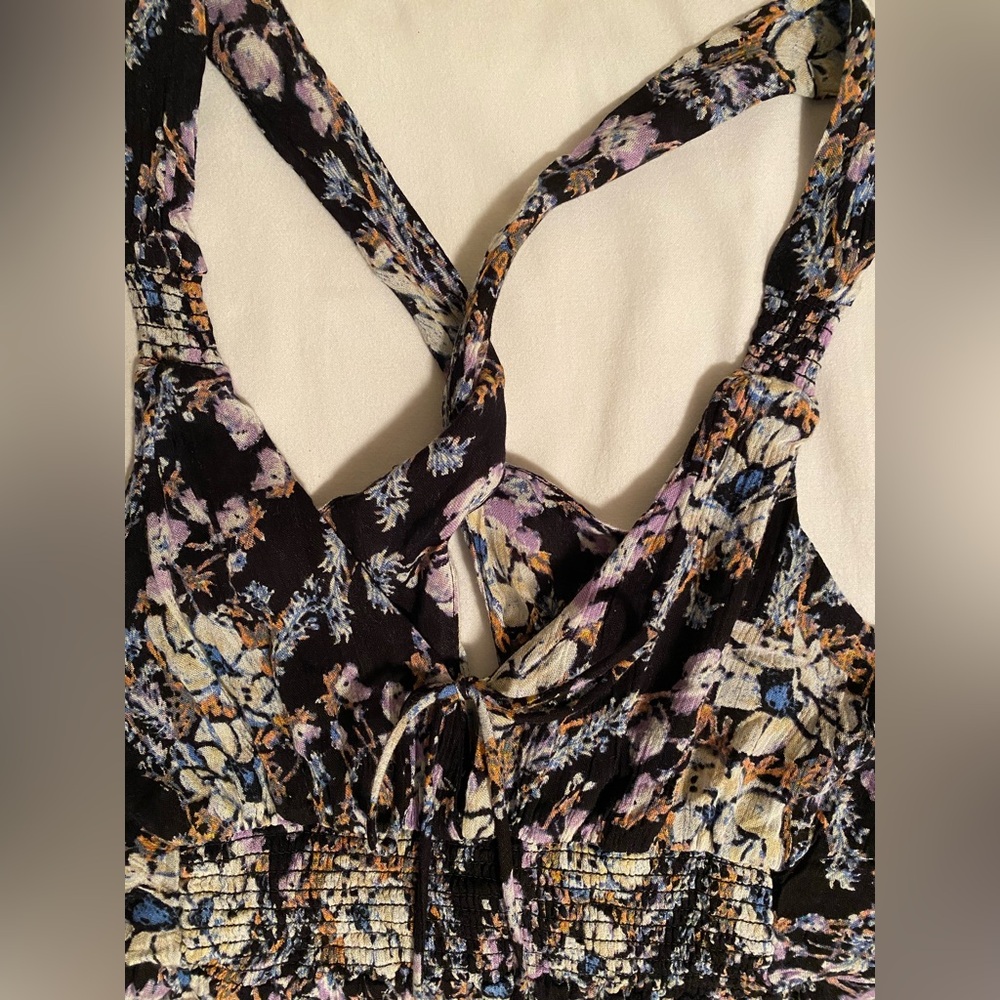 Free People Washed Ashore Mini Dress Black Combo Winter Floral Size XS - Picture 6 of 16